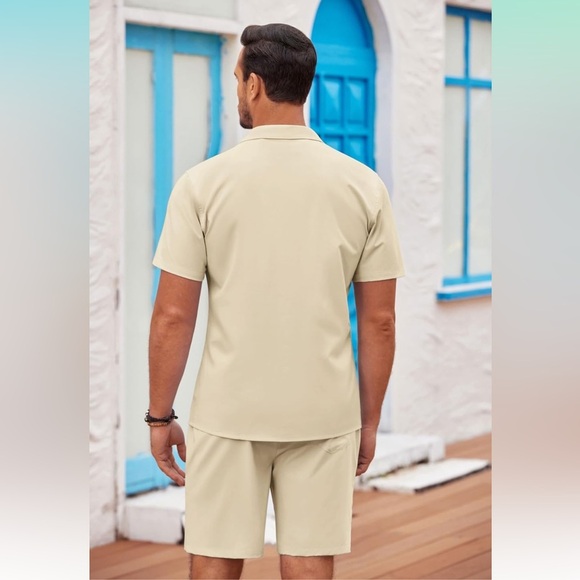COOFANDY Men's 2 Piece Short Sleeve Button Down Shirt & Short Set!! NEW!!!☀️🏖️ - Picture 5 of 7